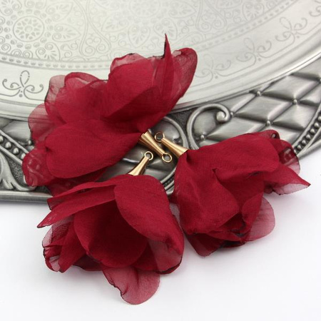 Szyfonowy kwiatek w tulejce bordowy 80mm