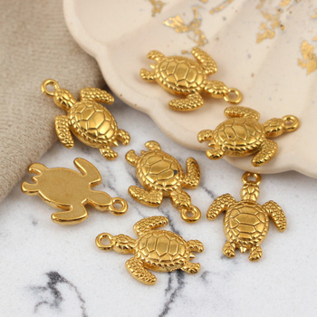 Zawieszka żółw stal szlachetna pozłacana 21x15mm