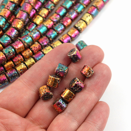 Lawa wulkaniczna platerowana różowo-złoty wałek 9x8mm