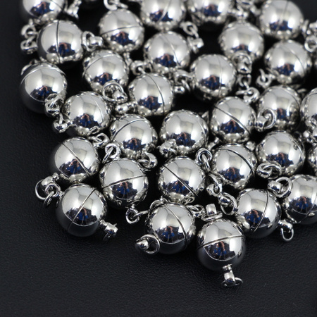 Zapięcie metalowe magnetyczne kula srebrna 10mm