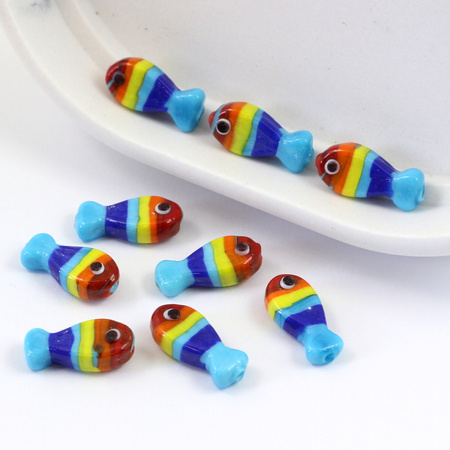 Szklana kolorowa ryba 20x10mm