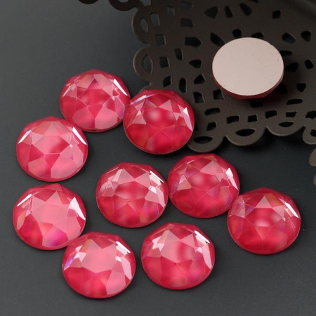 Kaboszon szklany moneta fasetowana malinowa 14mm