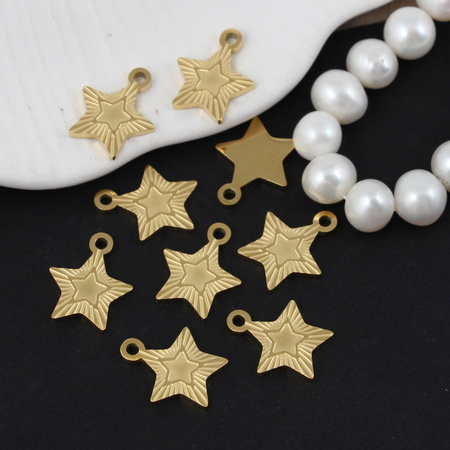 Zawieszka gwiazdka stal szlachetna pozłacana 14x11mm