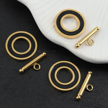 Zapięcie toggle stal szlachetna złoto-czarne 20mm