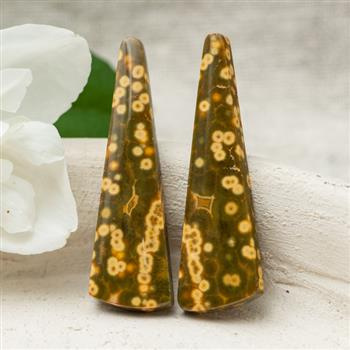 Kaboszony jaspis orbikularny 40x12x4mm [para]