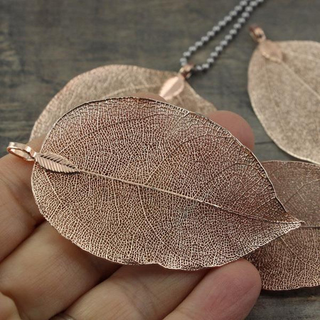 Zawieszka liść ażurowy różowy złoty