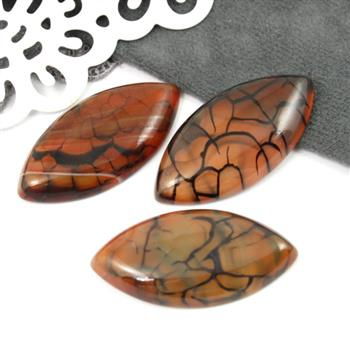 Kaboszon agat wężowy wrzeciono brązowe 40x20mm