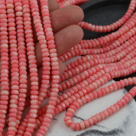 Koral różowy oponka fasetowana 6x3mm