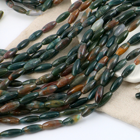 Agat indyjski oliwka gładka 16x6mm