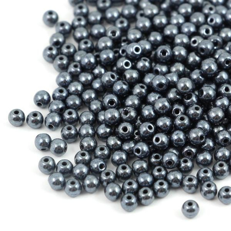 Round Beads Metallic Jet Hematite 3mm [50szt]