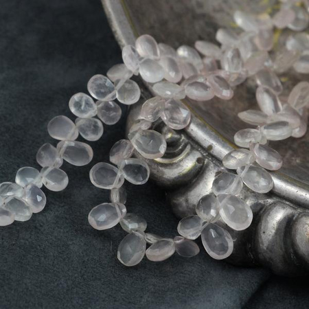 Kwarc różowy łezka briolette fasetowana 7x5mm [6szt]