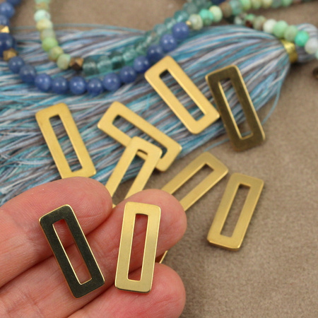 Baza ramka łącznik prostokąt stal szlachetna pozłacana 20x8mm