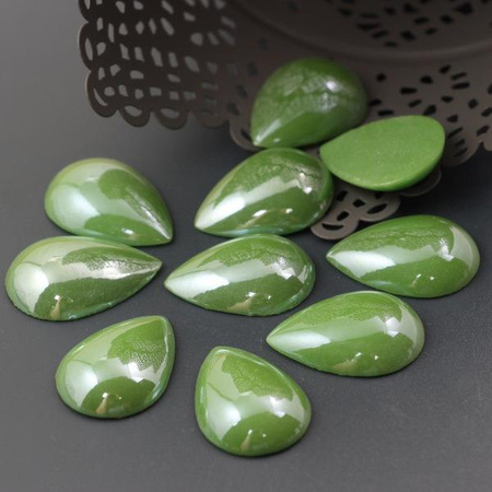 Kaboszon ceramiczny luster zielony łezka 24x18mm
