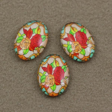 Kaboszon szklany z grafiką owal 18x13mm