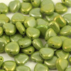 Heart Beads Opaque Olivine Luster 8mm [10szt]