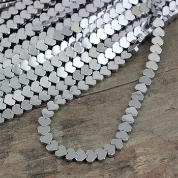 Hematyt srebrny mini serce 4mm [10szt]