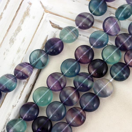 Fluoryt moneta gładka 14mm