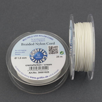 Griffin sznurek nylonowy kremowy 1mm [1 szpula/25 m]