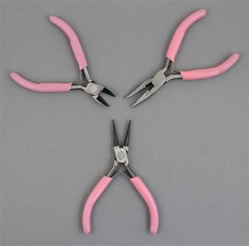 Szczypce jubilerskie różowe [zestaw 3szt]