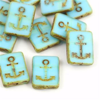 Anchor Beads Opaque Light Blue Travertine 15x12mm