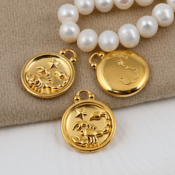 Zawieszka stal szlachetna pozłacana znaki zodiaku Skorpion 17mm