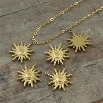 Zawieszka słońce stal szlachetna pozłacana PVD 15mm