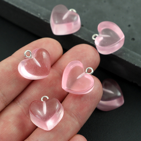 Serce akrylowe różowe 16x14mm