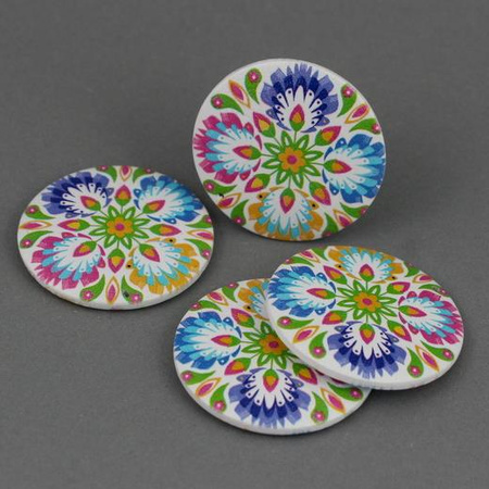 Drewniany krążek baza kolczyka polski folk 40mm