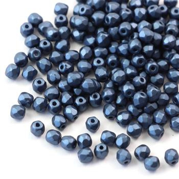 Fire Polish 3mm Alabaster Pastel Montana Blue [40szt]