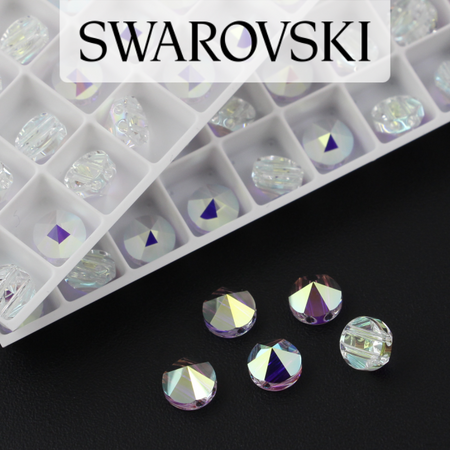 5062 Swarovski Aurore Boreale (AB) Round Spike Bead 7,5mm - 2 hole [2szt]