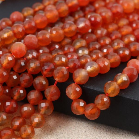 Agat karneolowy kula fasetowana 8mm