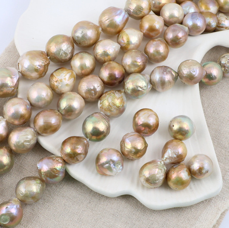 Perła słodkowodna baroque złota kula 14-18mm