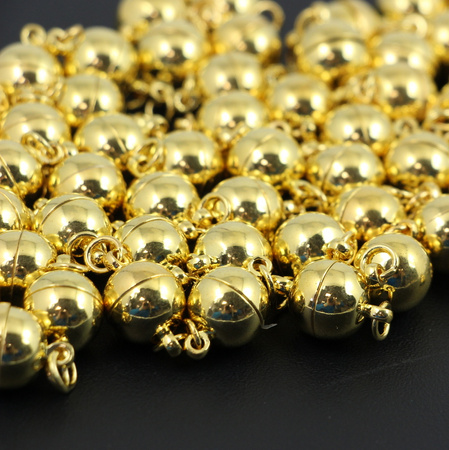 Zapięcie metalowe magnetyczne kula złota 10mm