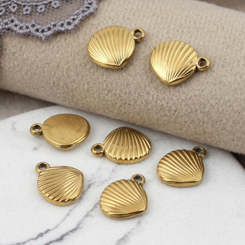 Zawieszka muszla stal szlachetna pozłacana 12x10mm