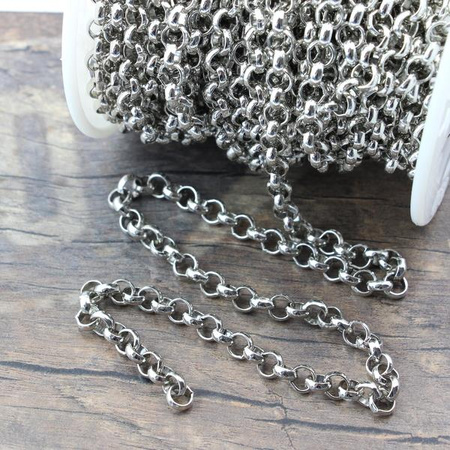 Łańcuszek metalowy rolo 7mm srebrny [1 metr]