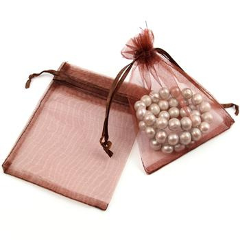 Woreczek z organzy brązowy 12x10cm