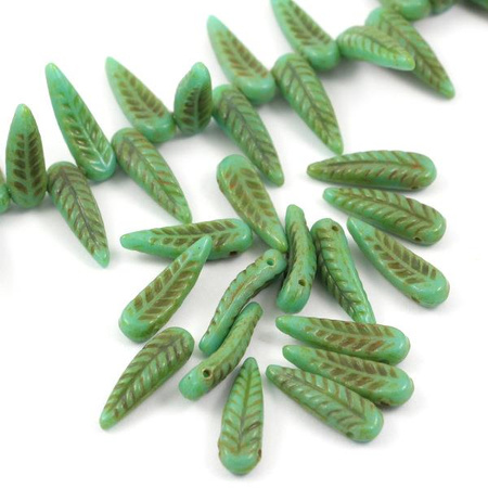 Bird Feather Beads Turquoise Travertine 5x17mm [6szt]