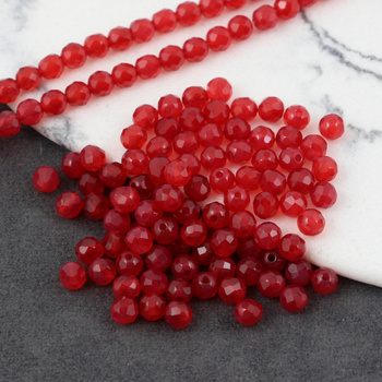 Agat brazylijski kula fasetowana czerwona 4mm [10szt]