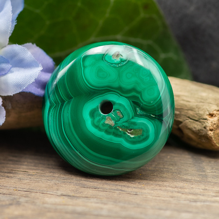 Zawieszka malachit naturalny donut 34mm ze skazą