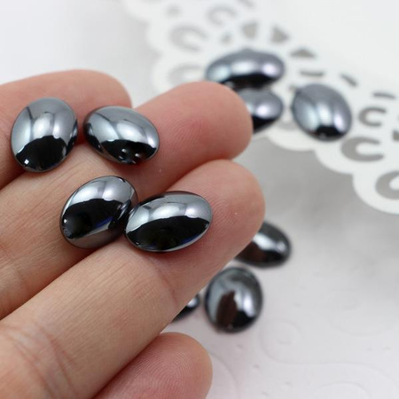 Kaboszon hematyt owal grafitowy 14x10mm