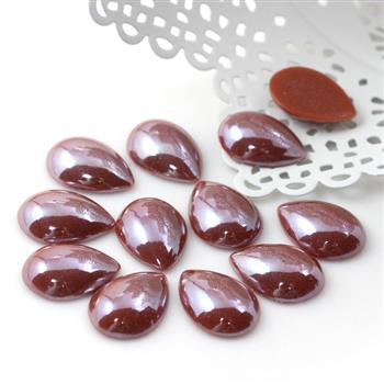 Kaboszon ceramiczny luster brązowy łezka 18x13mm