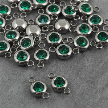 Stal szlachetna łącznik w oprawie SR emerald 6mm