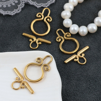 Zapięcie toggle stal szlachetna pozłacana finezyjne 23x15mm