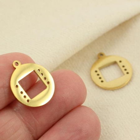 Baza do beadingu koło stal szlachetna pozłacana PVD 15mm