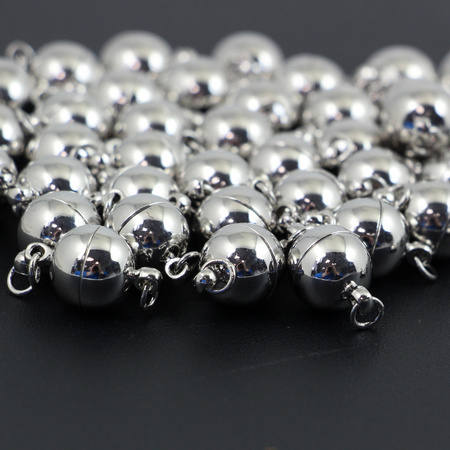 Zapięcie metalowe magnetyczne kula srebrna 10mm