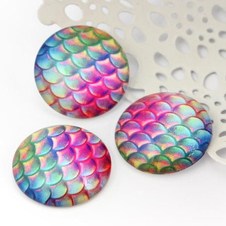 Kaboszon szklany z grafiką łuska węża moneta 25mm