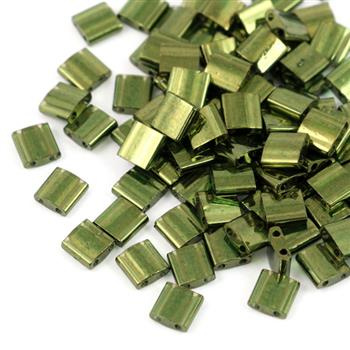 Miyuki Tila Beads 5x5x1,9mm Olive Green Gold Lustered [30szt]