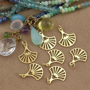 Zawieszka wachlarz stal szlachetna pozłacana PVD 17x14mm