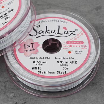 Japońska linka stalowa jubilerska SakuLux 7-splotowa White 0,50mm [szpula 30m]