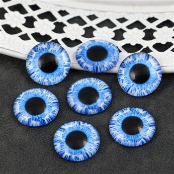 Kaboszon szklany z grafiką oko moneta niebieska 20mm